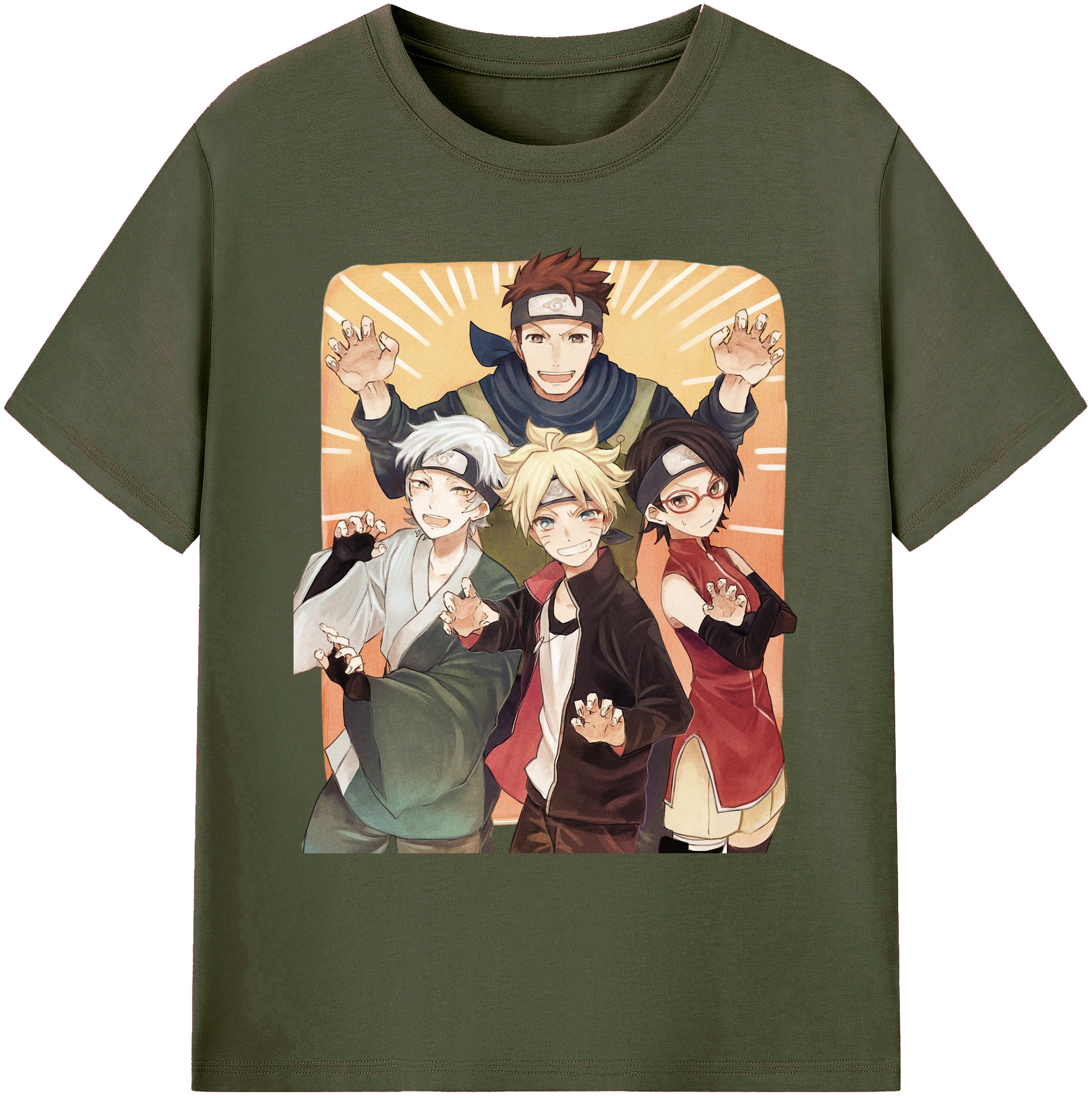 （画像用） NARUTO -ナルト- うちは サラダ Uchiha Sarada 綿100％ メンズ半袖Tシャツ｜肌触りやわらか＆通気性